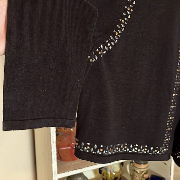 Calvin Klein L Black cardigan, mirrored metal stud decoration,hook/eye closure. - Picture 4 of 6